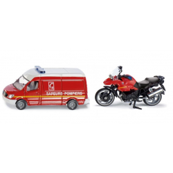 Set 2 véhicules Sapeurs-Pompiers VSAV + moto